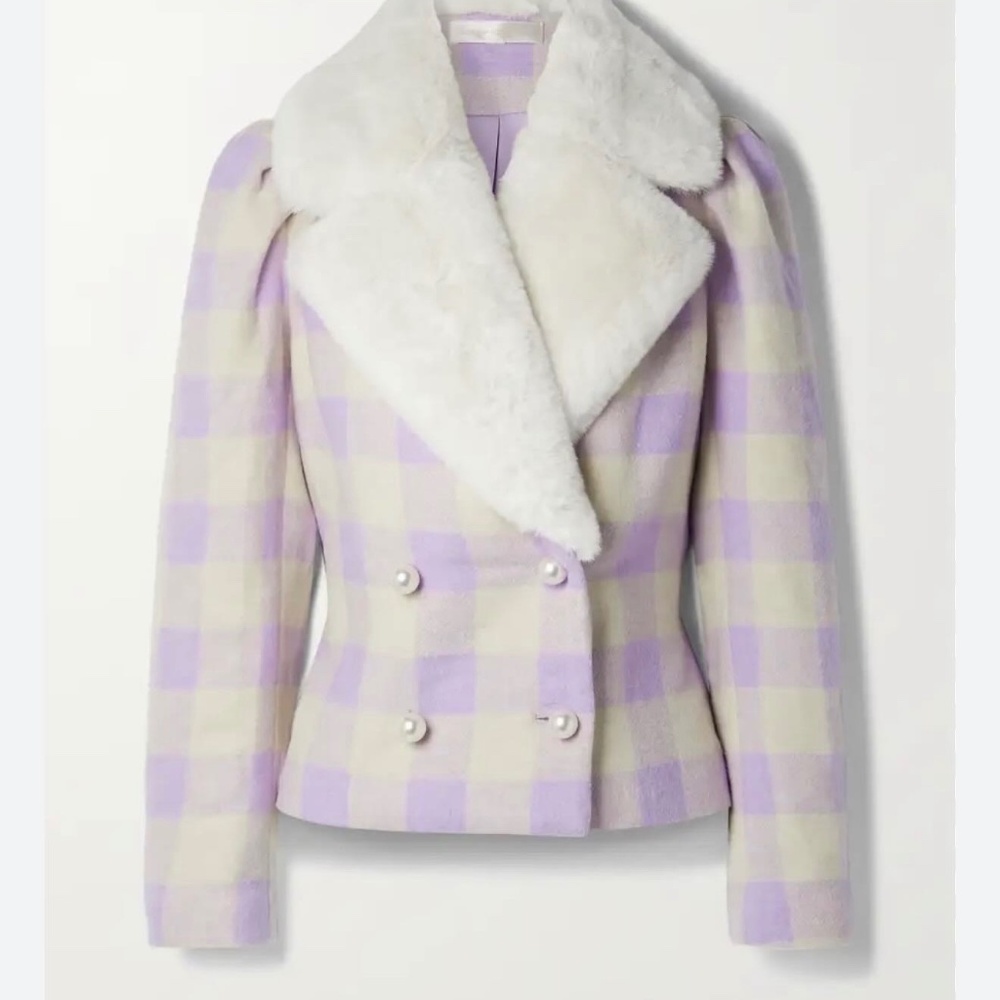 Loveshackfancy Dumont Double Breasted Tweed Coat Jacket